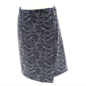 Michael Kors Floral Paisley Blue Patterned Faux Wrap Mini Skirt Size Large